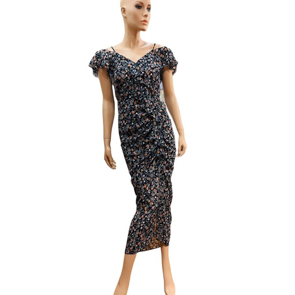 Veronica Beard Marilyn Cold Shoulder 100% Silk Dress Size 2 - Picture 3 of 14